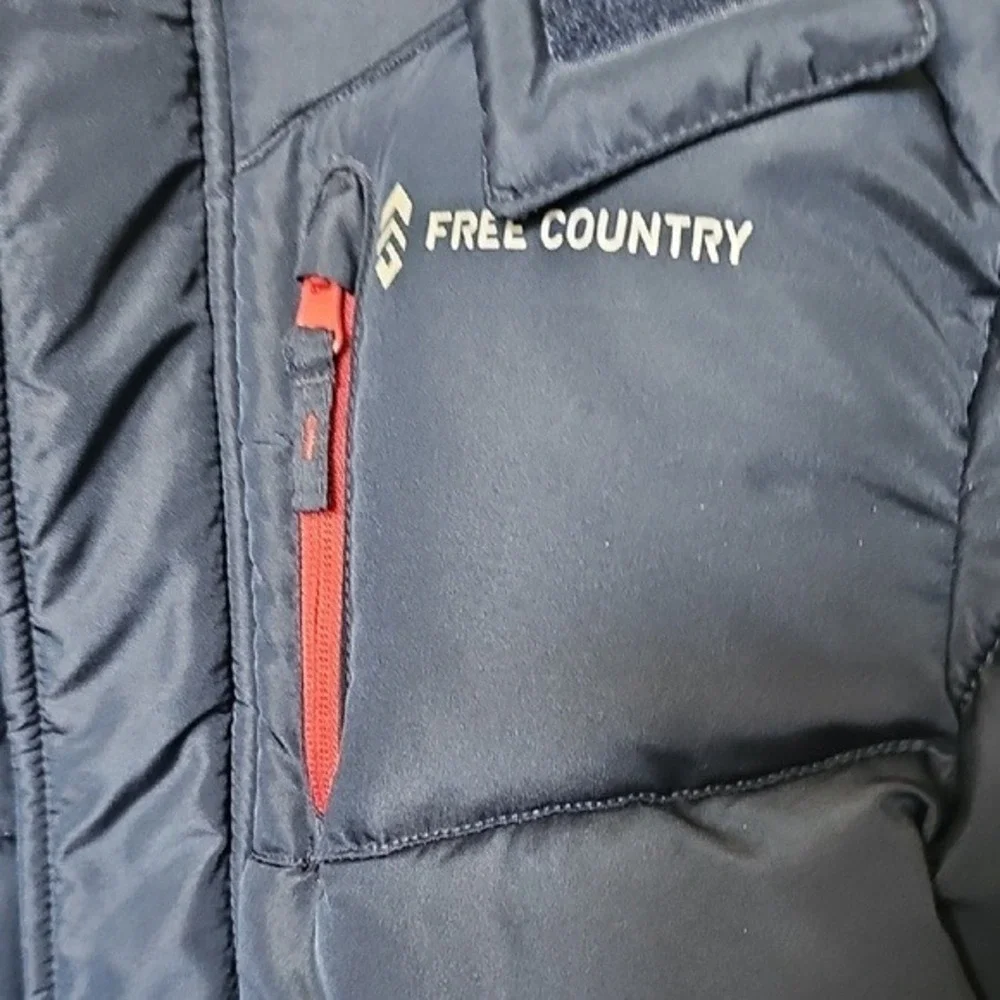 Free Country Boys Navy Blue Fleece Lined Puffer Jacket Detachable Hood Size S 8
